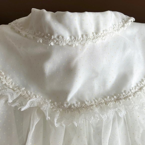 Baby White Nylon Floral Applique Christening Coat - Picture 5 of 12